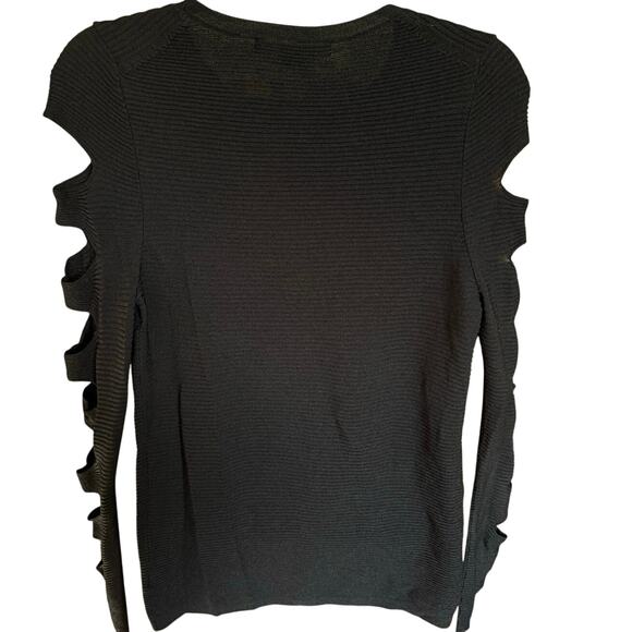 Skull Cashmere Tyrone Slash Crewneck Sweater Cutout Sleeves Black Size Medium - Picture 6 of 11